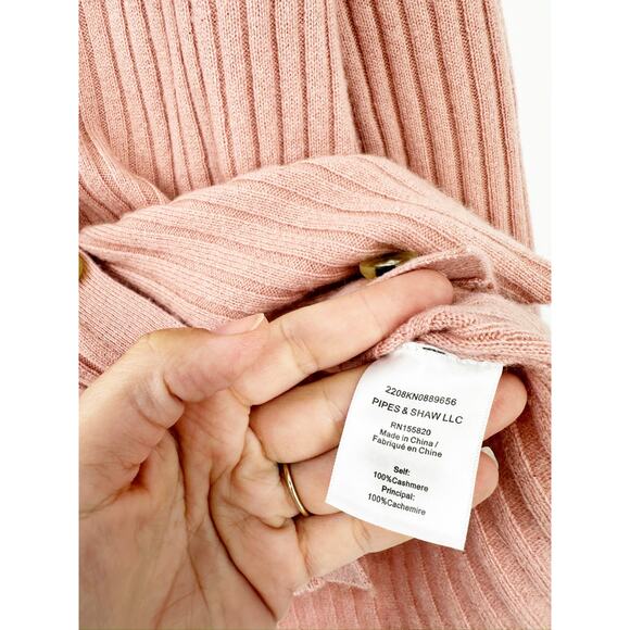 Veronica Beard Lazana Pink Polo Collared Ribbed Cashmere Cardigan Sweater Large - Picture 5 of 5